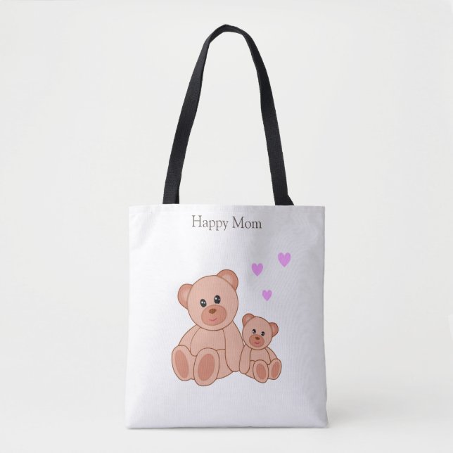 Bolsa Tote Mãe Feliz & Ursos Fofos (Frente)