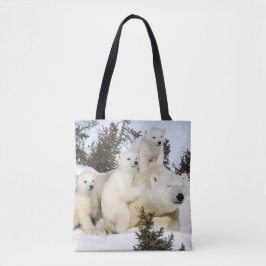 Bolsa Tote Mãe & filhotes do urso polar