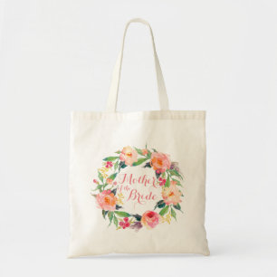 Bolsa Tote Mãe floral da grinalda da aguarela chique da noiv