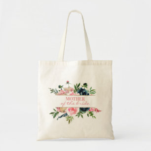 Bolsa Tote Mãe floral do marinho cor-de-rosa das peônias do