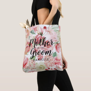 Bolsa Tote Mãe floral do pêssego do noivo Monogrammed