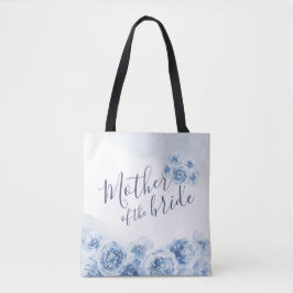 Bolsa Tote Mãe floral personalizada azul da noiva