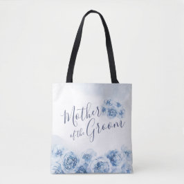 Bolsa Tote Mãe floral personalizada azul do noivo