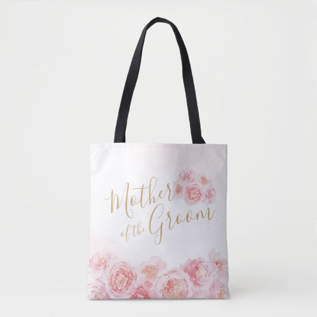 Bolsa Tote Mãe floral personalizada rosa do noivo (Frente)