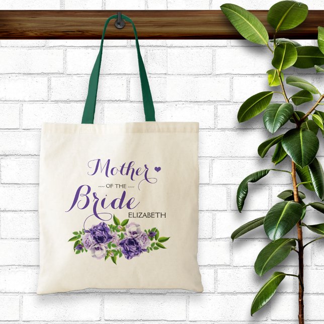 Bolsa Tote Mãe Floral Púrpura da Noiva (Criador carregado)