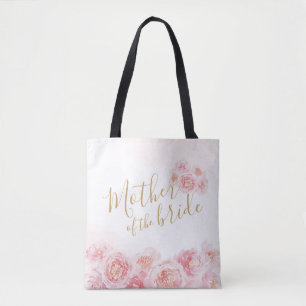 Bolsa Tote Mãe floral rosa personalizada da noiva