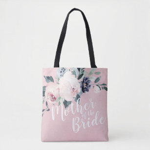 Bolsa Tote Mãe floral rosa personalizada da noiva