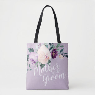 Bolsa Tote Mãe floral roxa personalizada do noivo
