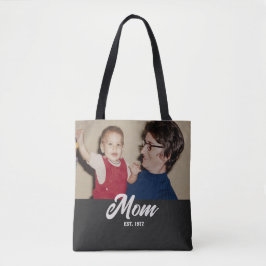 Bolsa Tote Mãe - Foto Preta De Script Estabelecida