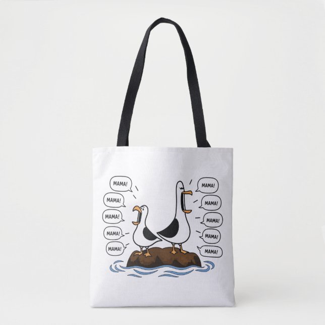 Bolsa Tote Mãe Gaivotas Gritando Engraçadas (Frente)