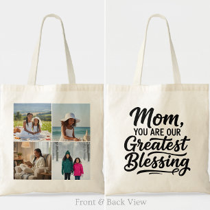Bolsa Tote Mãe Maior Bênção 4 Foto Personalizada Grade Modern