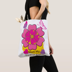 Bolsa Tote Mãe Meu Design de Flor para Sempre Flor