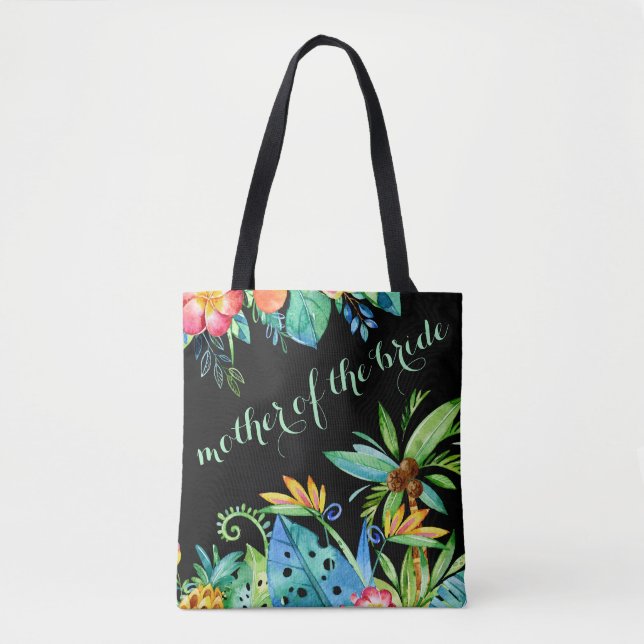 Bolsa Tote Mãe Negra Floral Tropical da Noiva (Frente)