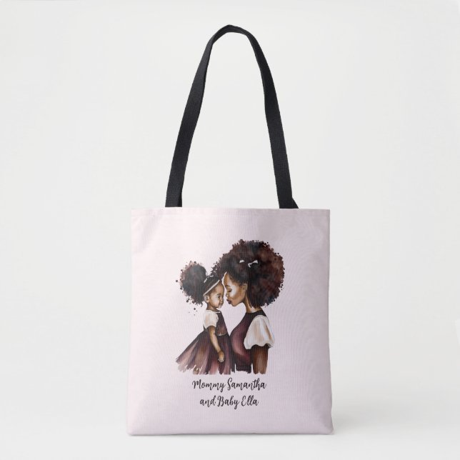 Bolsa Tote Mãe negra personalizada e filha (5) (Frente)