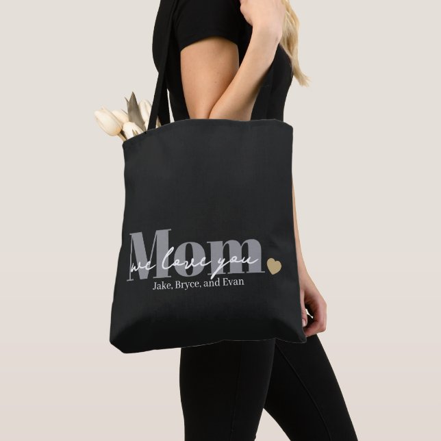 Bolsa Tote Mãe Nós Te Amamos Black Script (Close Up)