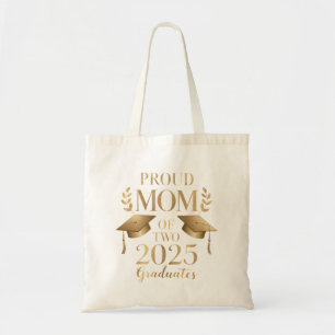Bolsa Tote Mãe Orgulhosa de Dois Graduandos de 2025 Graduados