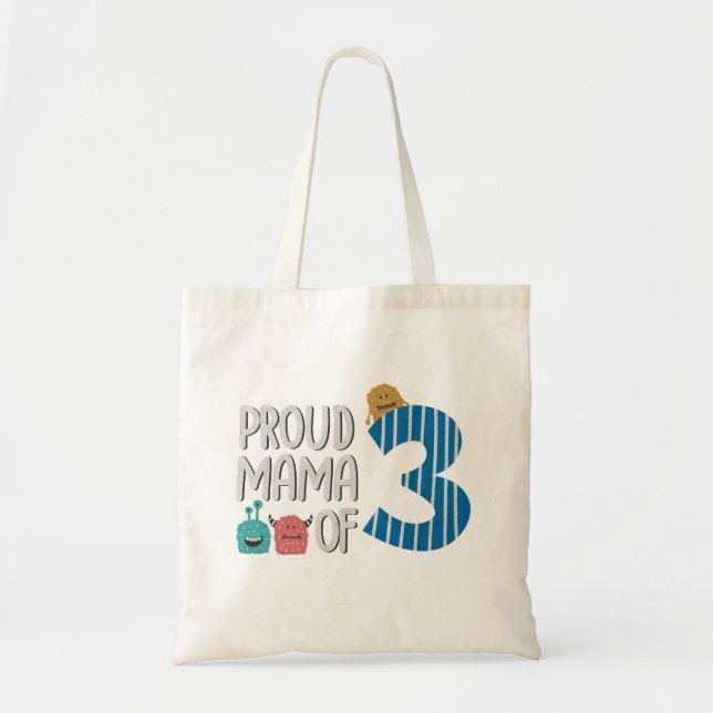 Bolsa Tote Mãe Orgulhosa de Três (Frente)