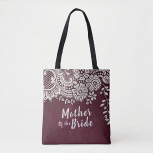 Bolsa Tote Mãe personalizada de burgundy da noiva