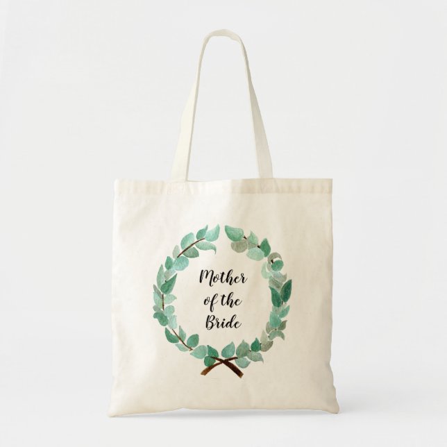 Bolsa Tote Mãe Personalizada de Noiva Groom Dusty Eucalytpus (Frente)