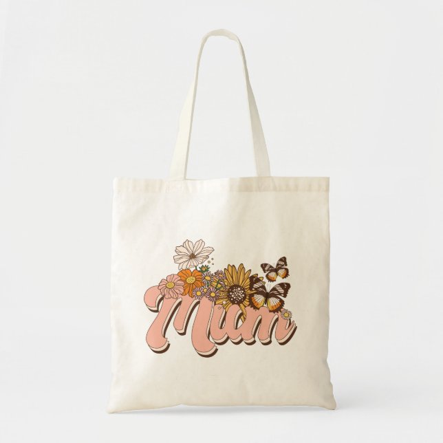 Bolsa Tote Mãe Retro Floral (Frente)
