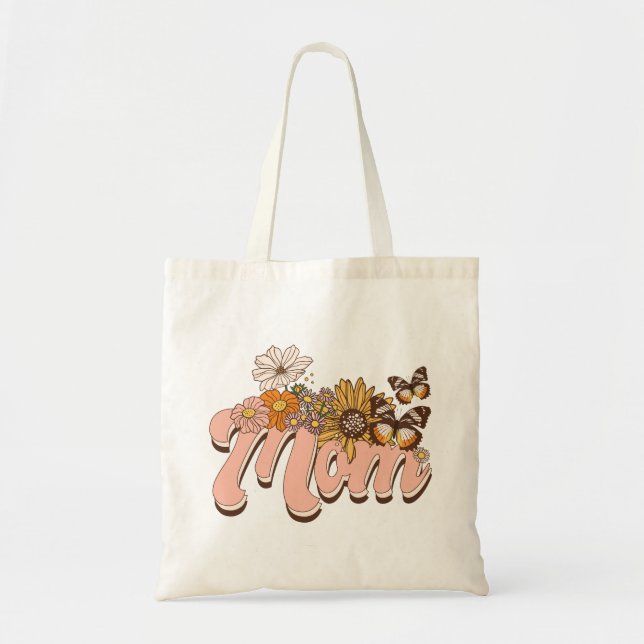 Bolsa Tote Mãe Retro Floral (Frente)