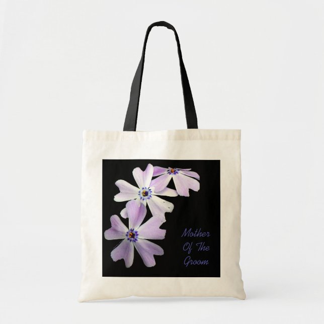 Bolsa Tote MÃE roxa de 3 flores do NOIVO (Frente)