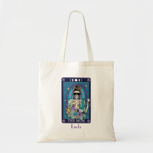 Bolsa Tote Mãe Tarot Card Engraçado Nome Personalizado (Frente)