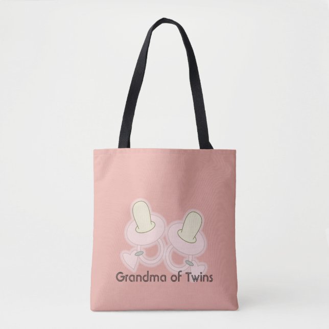 Bolsa Tote Mãe, tia Irmã dos Gêmeos, avó rosa amarela (Frente)