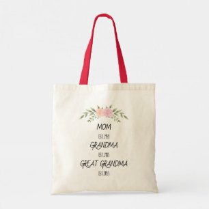 Bolsa Tote Mãe, vovó, Excelente Vovó, Datas Personalizadas da