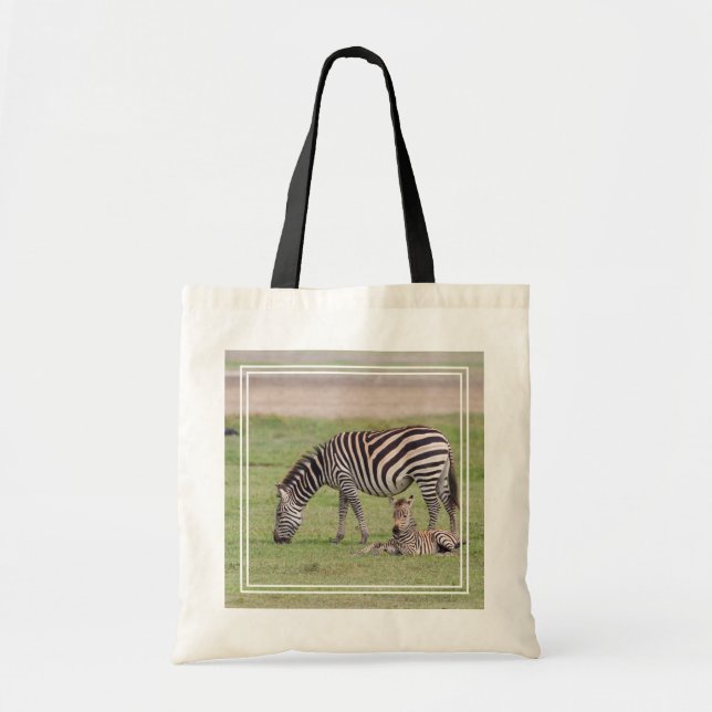 Bolsa Tote Mãe Zebra com Potro Recém-Nascido (Frente)