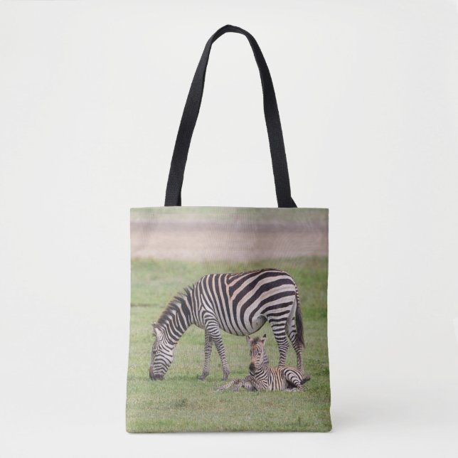 Bolsa Tote Mãe Zebra com Potro Recém-Nascido (Frente)