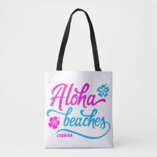 Bolsa Tote Magenta Aloha Beaches Summer Pun Personalizado