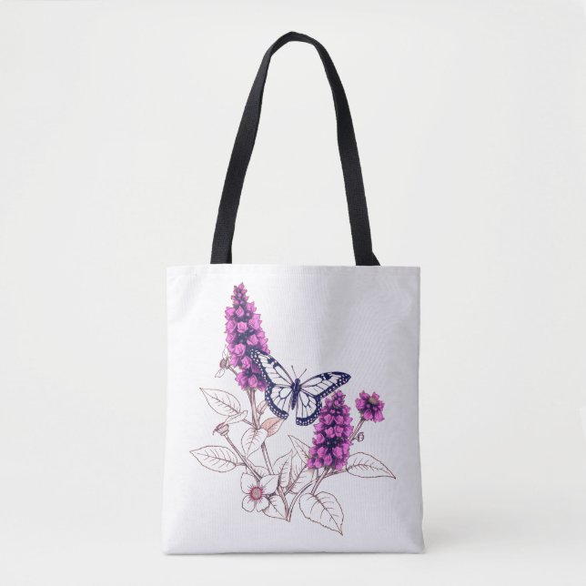 Bolsa Tote Magenta Butterfly Bush (Frente)
