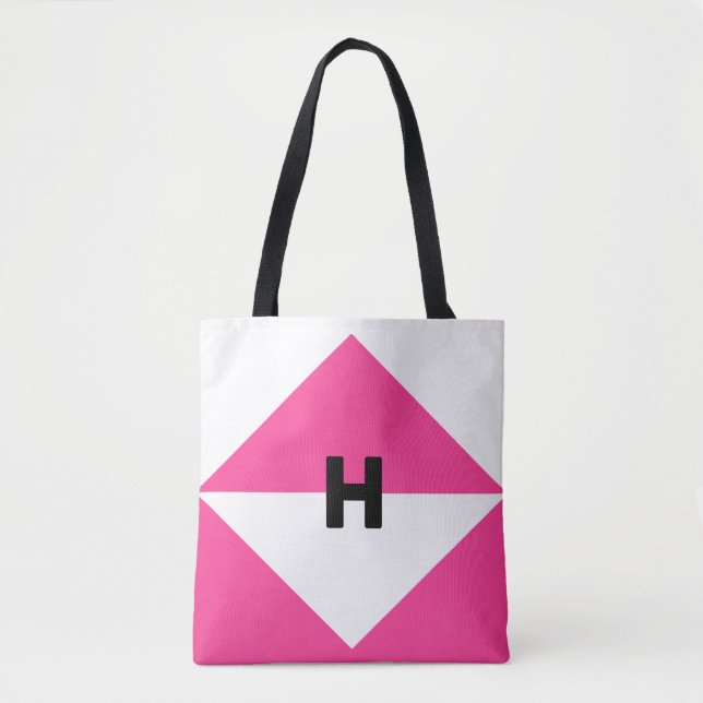 Bolsa Tote Magenta e Branco Modernos (Frente)