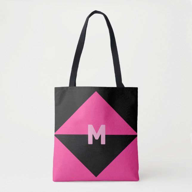 Bolsa Tote Magenta e Preto Modernos (Frente)