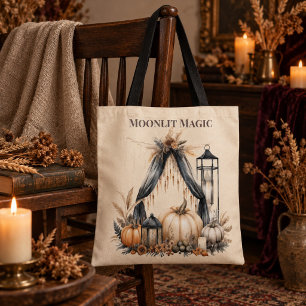 Bolsa Tote Magia ao Luar Boho Caveira & Abóbora - Bruxa de Ou