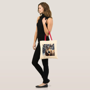 Bolsa Tote Magia das Rena: Close-Up do Companheiro Leal do Pa
