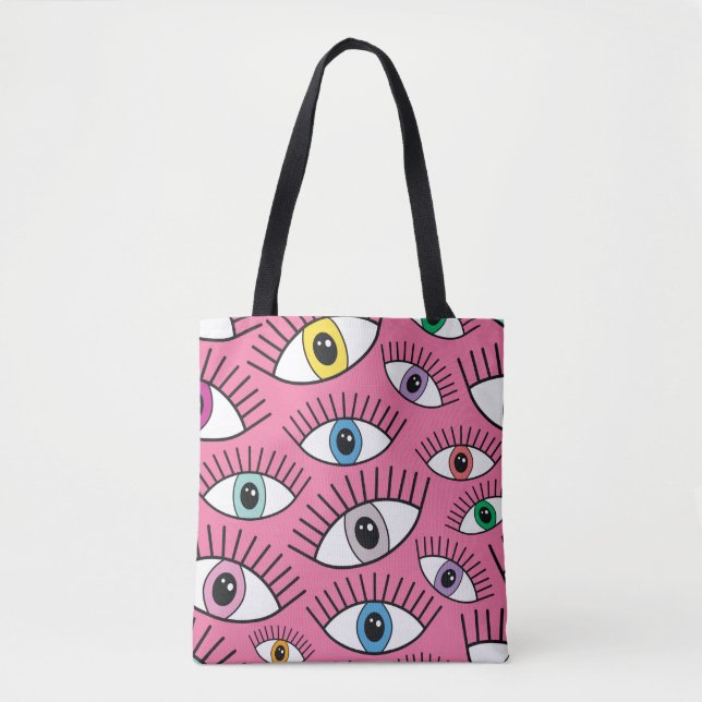 Bolsa Tote Magic pattern with colorful eyes. Mystic backgroun (Frente)