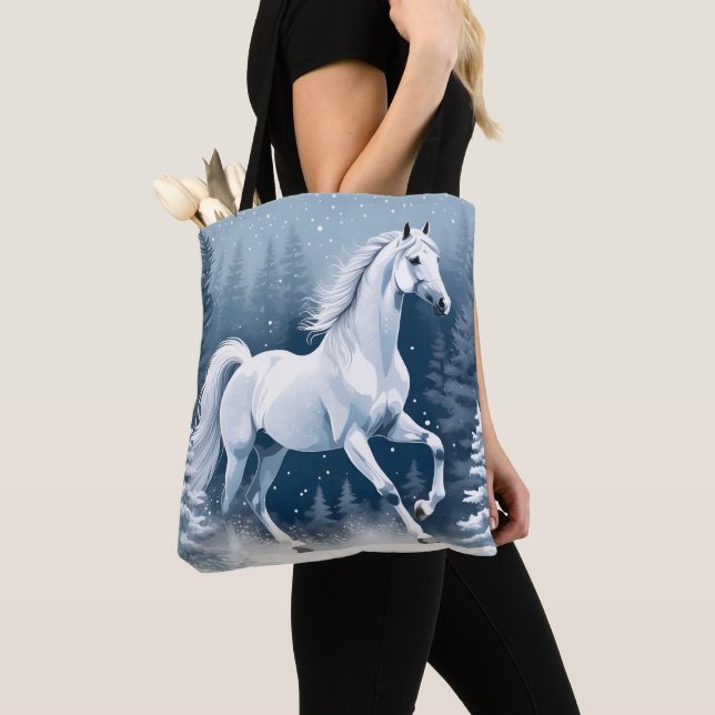 Bolsa Tote Magic White Winter Horse (Close Up)