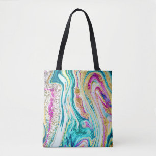 Bolsa Tote Mágica: Design de pintura metálica.