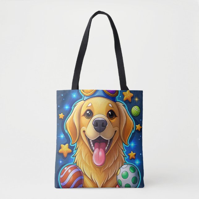 Bolsa Tote Magical Golden Retriever Puppy with Stars (Frente)