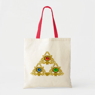 BOLSA TOTE MÁGICO ELFIC TALISMAN/DOURADO TRIÂNGULO COM GEMS