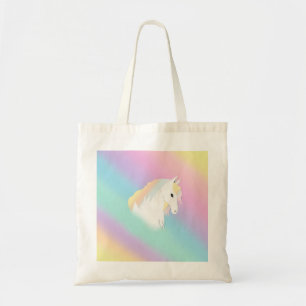Bolsa Tote Mágico Pastel Rainbow White Horse Girly Pink  