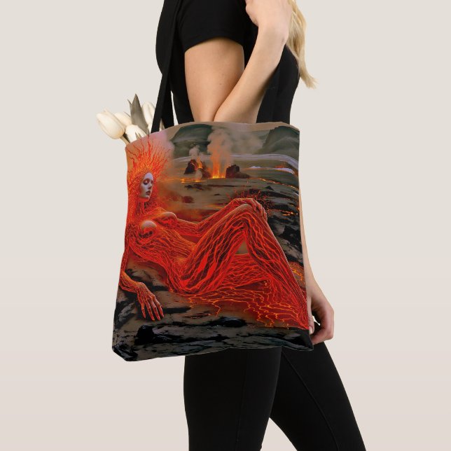 Bolsa Tote "Magma Dormindo" - Retrato de Mulher Vulcânica (Close Up)