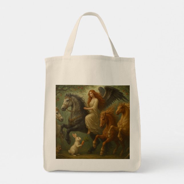 Bolsa Tote Magnificent Horses and Angel Tote Bag (Verso)