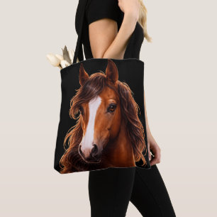 Bolsa Tote Magnífico cavalo marrom com marca branca