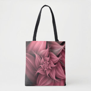 Bolsa Tote Magnífico Floral Fractal Rosa Coral 