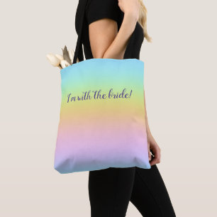 Bolsa Tote Magnífico Pastel Rainbow "Eu estou com a noiva"
