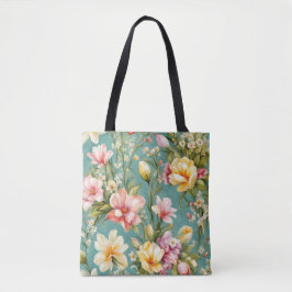 Bolsa Tote Magnólia Amarela refinada com flores brancas