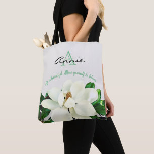 Bolsa Tote Magnolia Bloom   A vida é bonita   Personalizado